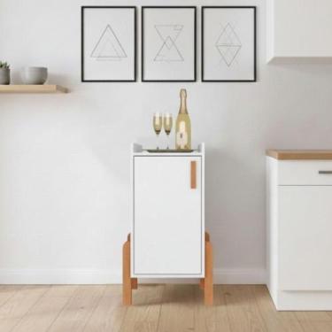 Imagem de Armário Balcão Barzinho Pé Madeira Branco - Drop de Casa