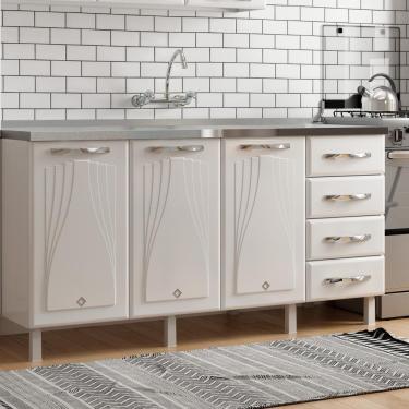 Imagem de Balcão De Cozinha De Aço Telasul Star New Bco S/tampo P/ Pia