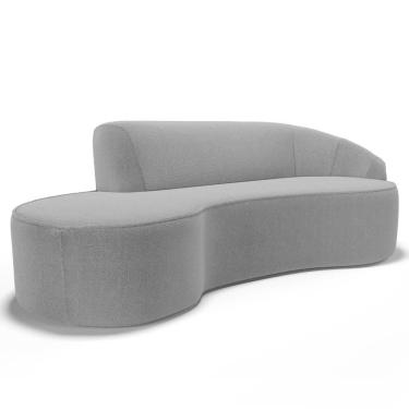 Imagem de Sofá Living 3 Lugares 210cm Braço Direito Mozart D06 Bouclê Cinza - Mpozenato