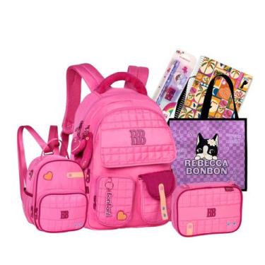 Imagem de Kit Mochila Escolar Costas Confecção Moderna Rebecca Bonbon Original 2