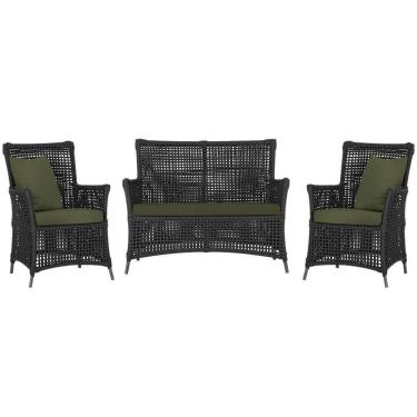 Imagem de Jogo Sofá E 2 Poltronas Igapó Alumínio Preta E13 Trama Preto