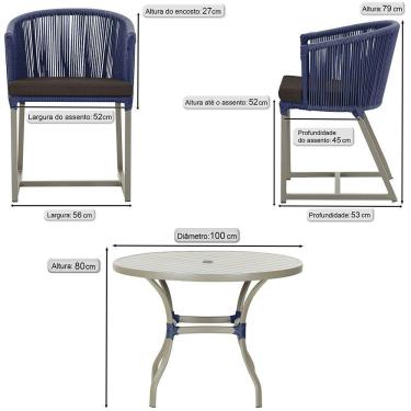 Imagem de Mesa Com 4 Cadeiras E Noronha Estofado 9 Trama Original Azul