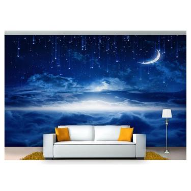 Imagem de Papel De Parede Lua Noite Nuvens Estrelas 3D Lua19
