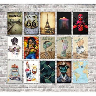 Imagem de Kit 15 Placas 20X30 Decorativas No Mdf Adesivada