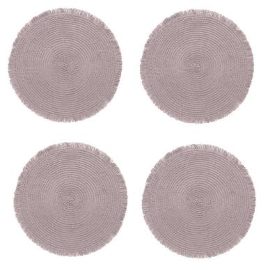 Imagem de Jogo Americano Redondo Franjas - 4 unidades Cimento queimado