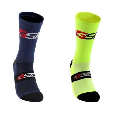 Imagem de Meias De Ciclismo Brancas E Pretas Até O Joelho, Compressão Para Bicic