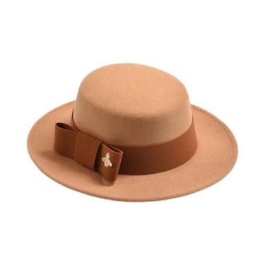 Imagem de Chapéu Fedora Feminino De Moda Com Topo Plano E Laço Para Casamento, I