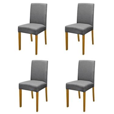 Imagem de Kit 4 Cadeiras de Jantar Estofadas Madeira Maciça Multimóveis CR15021,