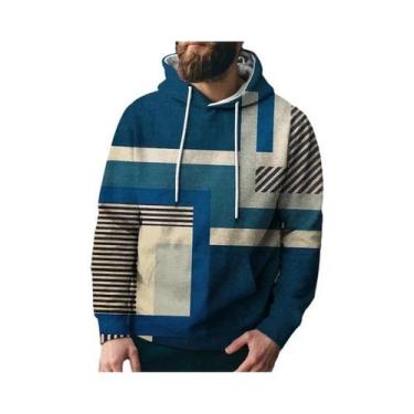 Imagem de Moletom Masculino Oversized Com Estampa Xadrez Divertida, Design 3D Co