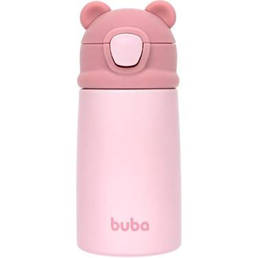 Imagem de Copo Térmico Parede Dupla c/ Canudo Ursinho 320ml Rosa -Buba