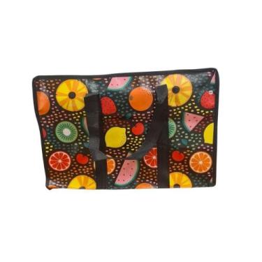 Imagem de Bolsa Mala Sacola Feira Viagem Armazenamento Multiuso Dobrável Em Lona