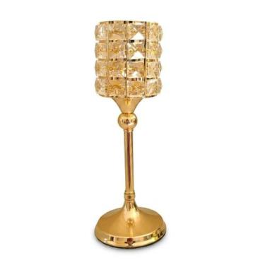 Imagem de Castiçal Dourado 32cm Porta Vela Decorativo Candelabro para Mesa - LUT