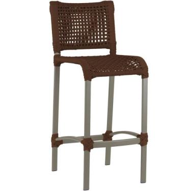 Imagem de Banqueta Haiti em Corda Náutica Alumínio Balcão Edícula Cozinha Trama 