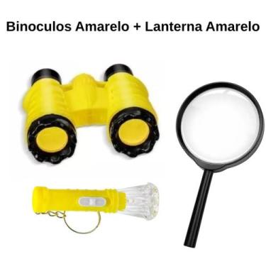 Imagem de Kit Detetive Binóculos + Lanterna + Lupa infantil Colorido Lembrancinh