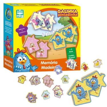 Imagem de Jogo da Memória Galinha Pintadinha em Madeira 24 Peças Brinquedo Pedag