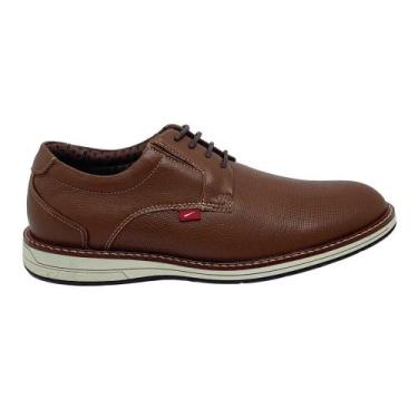 Imagem de Sapato Masculino Couro Casual Oxford Confortável Ferracini, 39, Tabaco