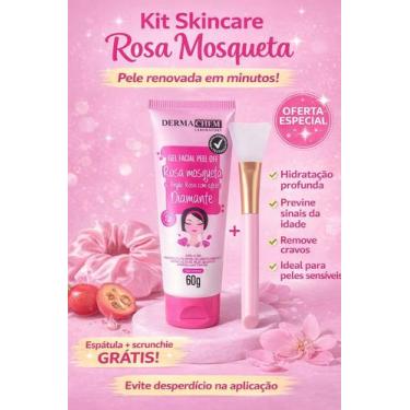 Imagem de Kit Gel Facial Rosa Mosqueta Dermachem Espátula + Scrunchie