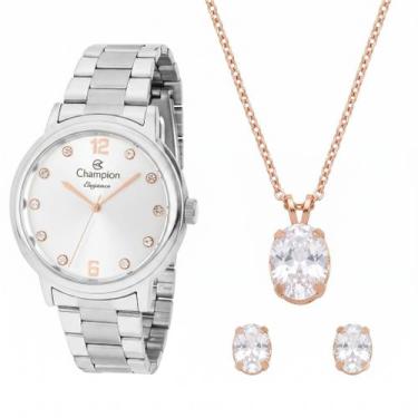 Imagem de Relogio Feminino CN28437C com melhor colar e brincos - Champion