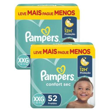 Imagem de Kit 2 Fraldas Pampers Confort Sec Super XXG com 52un cada