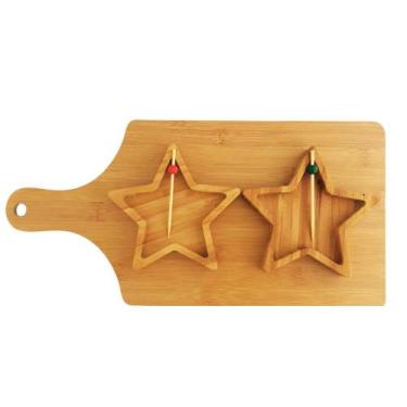 Imagem de Kit Tábua Petisqueira de Madeira Com 5 Peças 40cm Estrelas - Wincy