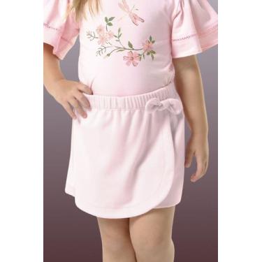 Imagem de Shorts Saia Menina Detalhe Laco Infantil Piquet Trick Nick, Rosa claro