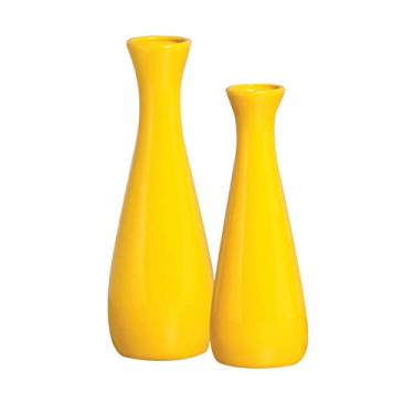 Imagem de Kit 2 Vasos Líbano Cerâmica Decorativa Amarelo Enfeite para Sala Quarto