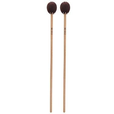 Imagem de 2Pcs Marimba Mallets, Maple Rods Wooden Percussion Mallets Instrument Playing Accessories with Oval Head Design(Brown Headed Wooden Pole)