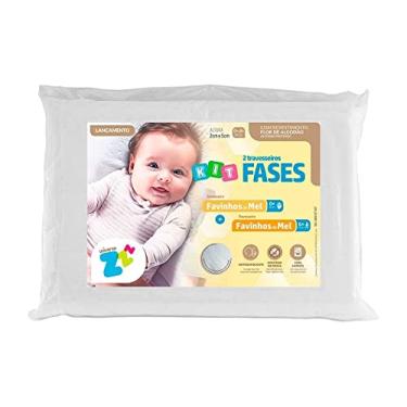 Imagem de Kit 2 peças - Travesseiro para Bebê Favinhos de Mel recém nascido 0+ altura 2cm + Travesseiro para Bebê Favinhos de Mel 6+ altura 5cm - P/fronhas 30x40cm - Fibrasca