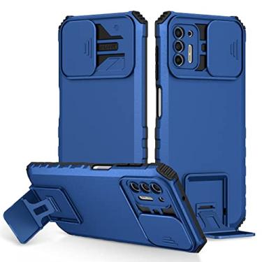 Imagem de Caso de volta Caixa de kickstand de silicone Compatível para Motorola Moto G9 Plus, [3 Ways Stand] Capa protetora (Color : Blue)