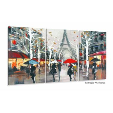 Imagem de Quadro Abstrato Paris Torre Eiffel Romântico Em Tecido 120x6