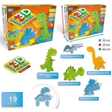 Quebra-cabeça 3D Tiranossauro Brinquedo Educativo - Bate Bumbo