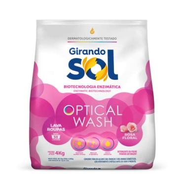 Imagem de Girando Sol Lava Roupas Em Pó Rosa Floral 4Kg Sabão Em Pó Lava Roupa Perfumado Rosa Optical Wash Biotecnologia Enzimática Rende 50 Lavagens
