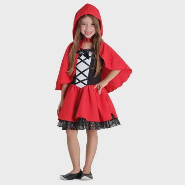 Imagem de Fantasia Infantil Chapeuzinho Vermelho Luxo com Capa e Capuz