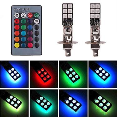 Imagem de H1 Lâmpada LED RGB de Faróis de Neblina Âmbar Amarelo Branco Multicolorido 16 Cores Kit Interruptor de Mudança de Cores Lâmpadas Estroboscópicas para Carro Caminhões Interruptor de Controle Remoto Plug and Play 12V 5050SMD Pacote de Substituição com 2【1797】