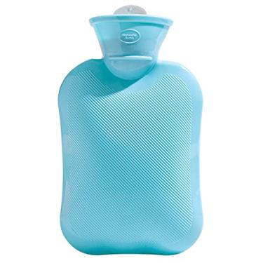 Imagem de Garrafa de água quente de 500ml bolsa de água quente PVC pés de mão mais quente bolsa de água quente reutilizável para compressas quentes, aquecedor de pés de mão, dismenorreia do ombro do pescoço alívio da dor, azul, 20x12,5 cm