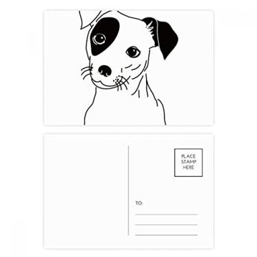 Imagem de Conjunto de cartão postal com estampa de ilustração preta de cachorro de desenho animado cartão de agradecimento