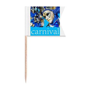 Imagem de Carnaval Love Between Men Women Toothpick Flags Marcação de rotulagem para Bolo Festa Comida Prato de Queijo