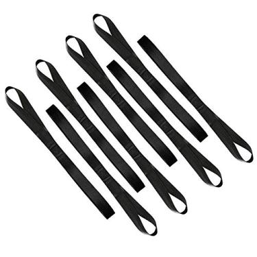 Imagem de Pesado 1,200 lb. Alças de amarrar em loop macio Workload para reboque ou reboque ATV, UTV, motocicleta, equipamento de jardim de gramado (conjunto de 8) (18 polegadas, preto)