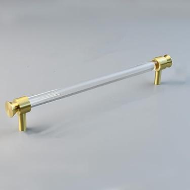 Imagem de Armário de cozinha de cristal acrílico puxa armário de sapato puxadores de gaveta dourado em forma de T maçanetas de porta de móveis ferragens, 192 mm buraco a buraco, A