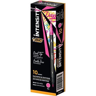 Imagem de Caneta Hidrográfica, Bic, Dual Tip, Intensity, 2 Pontas, Rosa, Caixa com 10