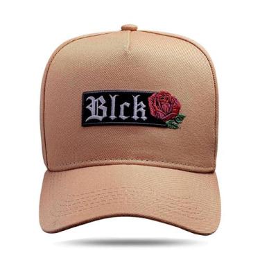 Imagem de Boné Blck Brasil Snapback Aba Curva Flower Logo Rosa Bordado