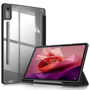 Imagem de Fintie Capa fina híbrida para Lenovo Tab P12/Lenovo Xiaoxin Pad Pro 12,7" TB370FU, capa à prova de choque com capa traseira transparente transparente com suporte para lápis, despertar/hibernar automá