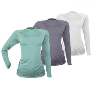 Imagem de 3 Camisetas Térmica Segunda Pele Proteção Solar UV50+ Unissex (P, Verde Claro-Branco-Cinza)