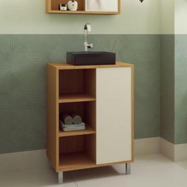 Imagem de Gabinete para Banheiro com Cuba Preta 60cm 1 Porta de Correr Julia Mel/arenas