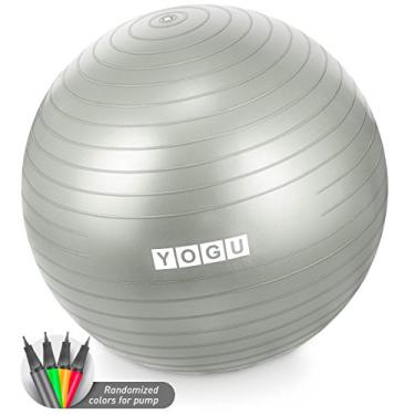 Imagem de (Grey) - YOGU Stability Exercise Ball 65cm Yoga Balance Ball Birthing Ball with Air Pump Anti-Slip & Anti-Burst Supports 910kg Great for Yoga Pilates Abdominal Workout Fitness Ball and Office Chair