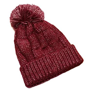Imagem de GLESOS Chapéu feminino de tricô solto e grosso, boné térmico espesso para outono e inverno, boné de esqui com proteção de ouvido, Vermelho, M