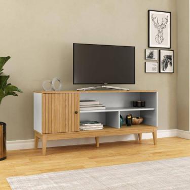 Imagem de Rack 1 Porta Linha Riscado 36x63x136 Cm MEL / OFF WHITE