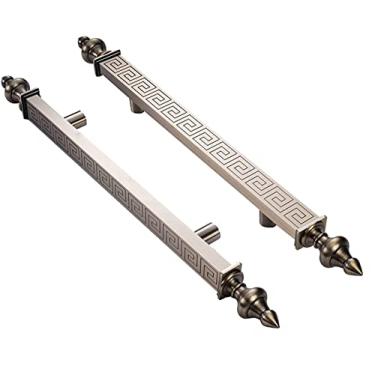 Imagem de Maçaneta deslizante para porta de celeiro bronze grande puxador para porta da frente/porta deslizante, maçaneta de porta de celeiro retrô resistente interna/externa, ajuste de porta de vidro/madeira,