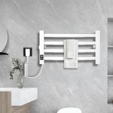 Imagem de Toalheiro radiador 55W Toalheiro aquecedor para banheiro Toalheiro radiador com tela LED Toalheiro elétrico com temporizador e termostato, aquecedor de fibra de carbono