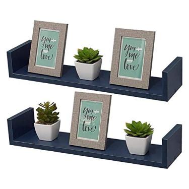 Imagem de Kit 2 Prateleiras U 100 x 10cm azul Suporte Invisível